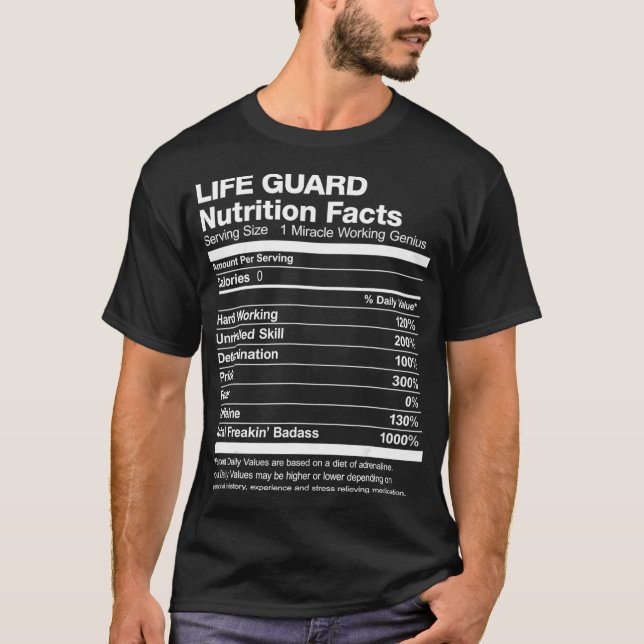 Camiseta Mens Life Guard Nutrition Facts Funny (Frente)