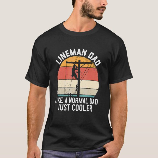 Camiseta Mens Lineman Pai Como Um Pai Normal Só Mais Frio (Frente)