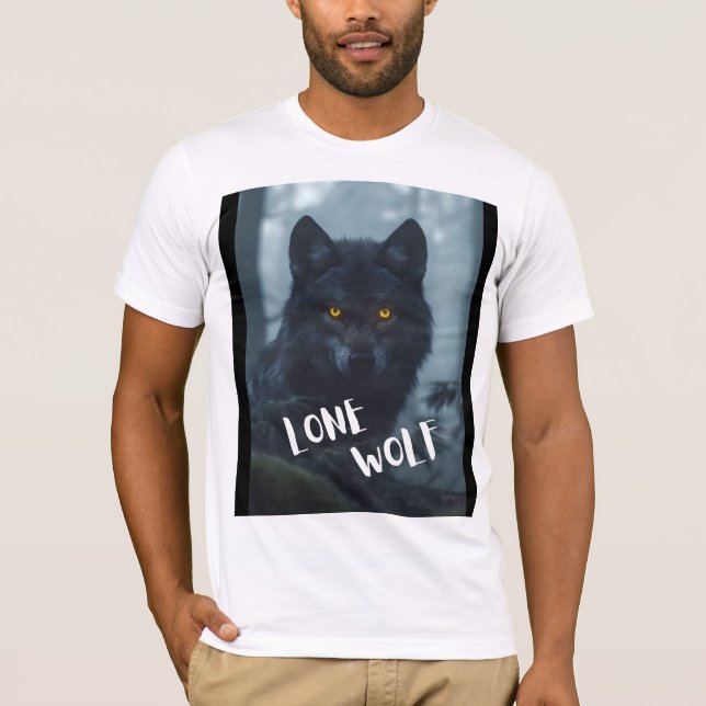 Camiseta mens(lobo solitário design) (Frente)