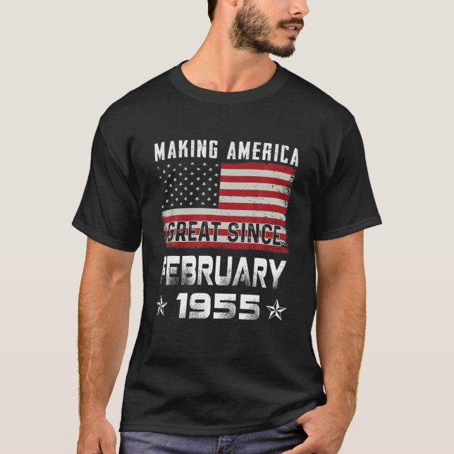 Camiseta Mens Making America Great Since February 1955 Bday (Frente)