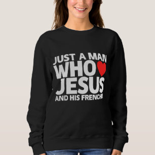 Camiseta Mens Man Jesus Cristo Cachorro Francês Pet Adora P