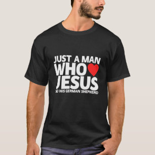 Camiseta Mens Man Jesus German shepherd Cachorro Pet Amor C