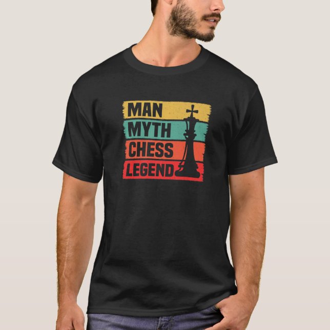 Camiseta Mens Man Myth Chess Legend Retro Chess Player Game (Frente)