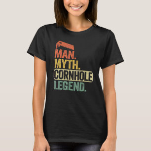 Camiseta Mens Man Myth Cornhole Pai Corn Hole Pai