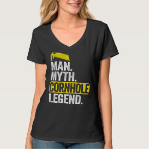 Camiseta Mens Man Myth Cornhole Pai Corn Hole Pai