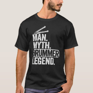 Camiseta Mens Man Myth Drummer Legend Drums Mens Vintage Da