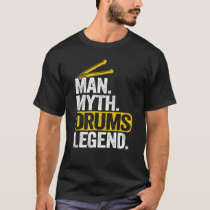 Camiseta Mens Man Myth Drums Legenda Vintage Mens Pai Drumm