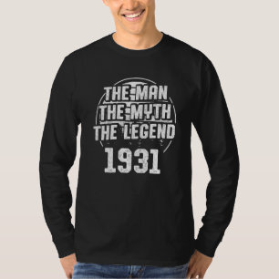 Camiseta Mens Man Myth Legend 1931 92º Aniversário Para 92
