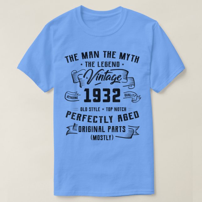 Camiseta Mens Man Myth Legend 1932 90 Birthday Gift Por 9 (Frente do Design)