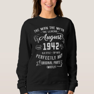 Camiseta Mens Man Myth Legend August 1942 80 Aniversário 80
