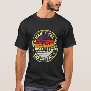 Camiseta Mens Man Myth Legend Julho de 2010 12 Aniversário