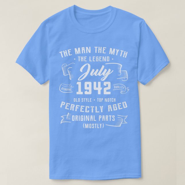 Camiseta Mens Man Myth Legend July 1942 80th Birthday Gift  (Frente do Design)