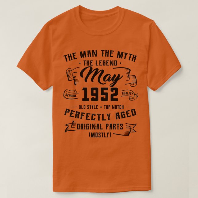 Camiseta Mens Man Myth Legend maio 1952 70 Birthday Gift 7 (Frente do Design)