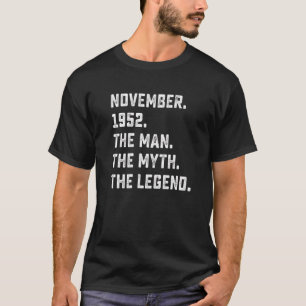 Camiseta Mens Man Myth Legend novembro de 1952 70 Aniversár