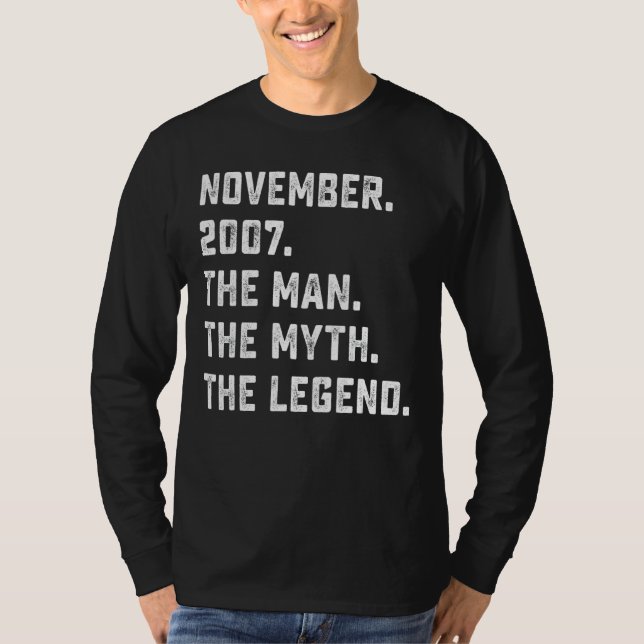 Camiseta Mens Man Myth Legend Novembro de 2007 15 Aniversár (Frente)