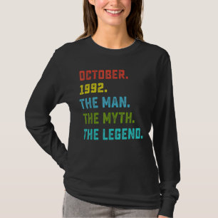 Camiseta Mens Man Myth Legend outubro de 1992 aniversário d