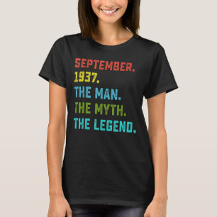 Camiseta Mens Man Myth Legend setembro de 1937 85º aniversá