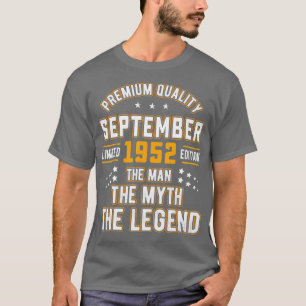 Camiseta Mens Man Myth Legend setembro de 1952 70 Aniversár