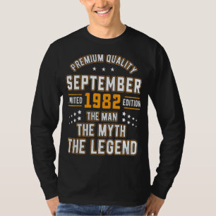 Camiseta Mens Man Myth Legend setembro de 1982 aniversário 