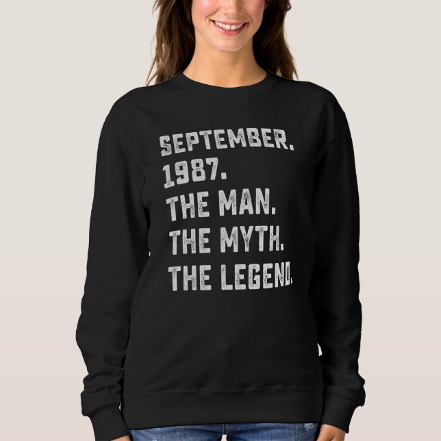 Camiseta Mens Man Myth Legend setembro de 1987 35º Aniversá (Frente)