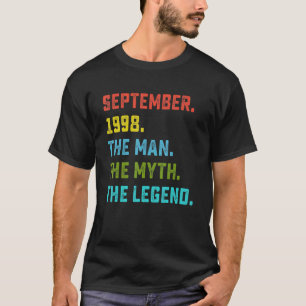 Camiseta Mens Man Myth Legend setembro de 1998 24º Aniversá