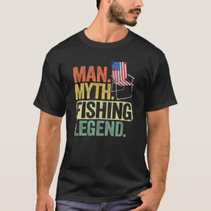Camiseta Mens Man Myth Pesca Legenda Pai Pai Americano Fla