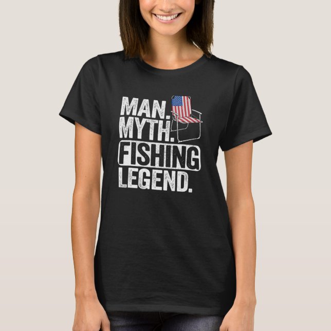Camiseta Mens Man Myth Pesca Legenda Pai Pai Americano Fla (Frente)