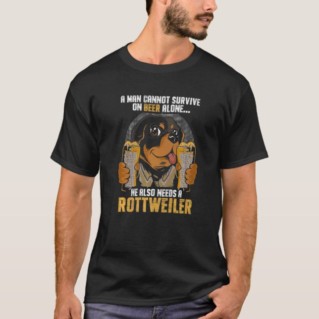 Camiseta Mens Man Needs Beer And Rottweiler Dog Owner Rotti (Frente)