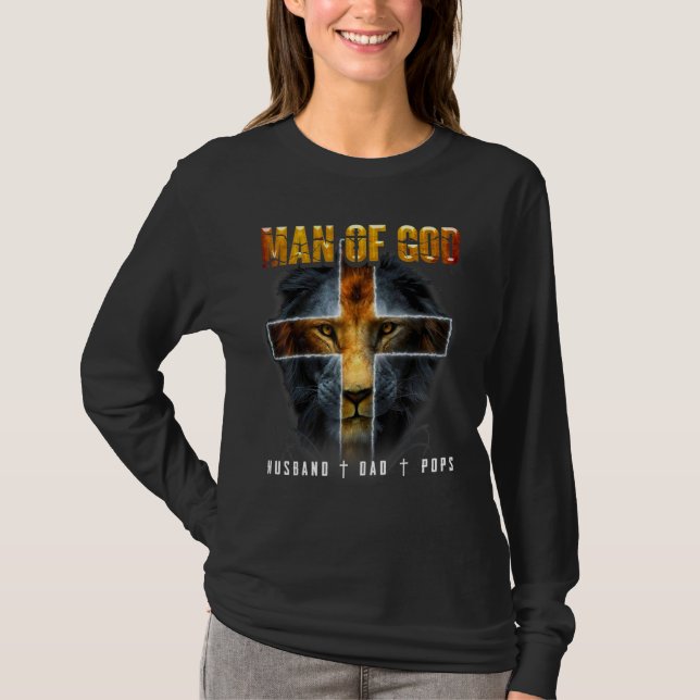 Camiseta Mens Man Of God Husband Pai Pop (Frente)