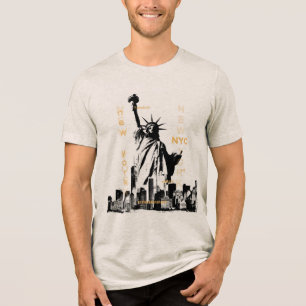 Camiseta Mens Manhattan Nyc Liberty Statu Alta Qualidade