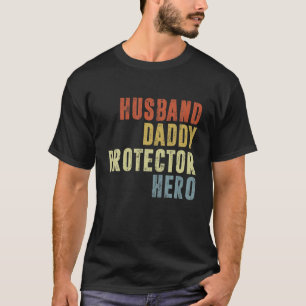 Camiseta Mens Marido Protetor de Pais Hero Engraçado Melho