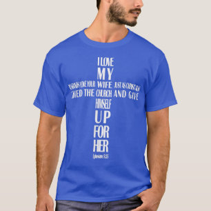 Camiseta Mens Maridos Ama Sua Esposa Eu Amo Minha Cruz