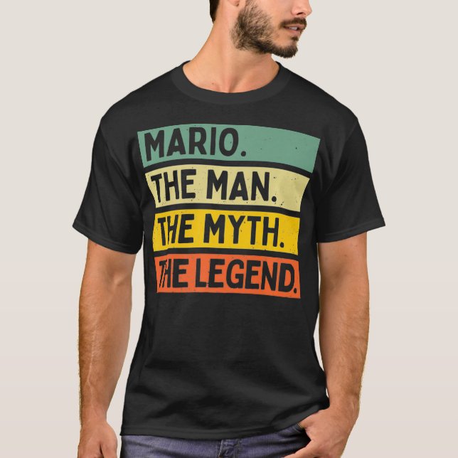 Camiseta Mens Mario O Homem O Mito A Lenda Engraçada Perso (Frente)