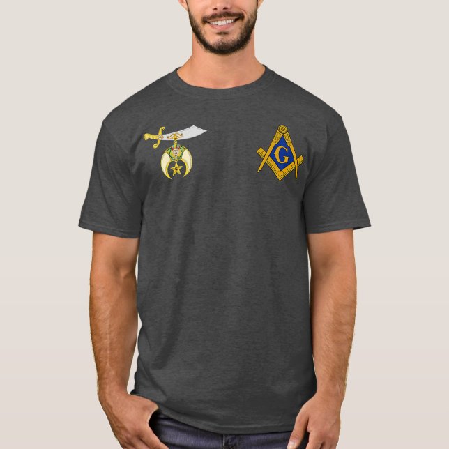 Camiseta Mens Mason Shriner Pocket Split Masonic Shine (Frente)