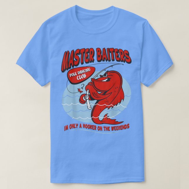 Camiseta Mens Master Baiters Pesca Polonês Humor Funny Fish (Frente do Design)