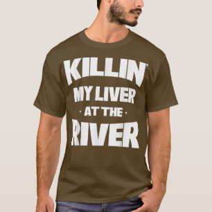 Camiseta Mens Matam Meu Fígado No Rio Pescar Engraçado