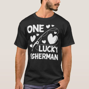 Camiseta Mens Matching Couple Gift Fishing Lover One Lucky 