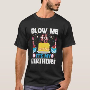 Camiseta Mens me chupam, tenho 73 anos, minha vadia de aniv