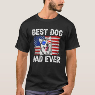 Camiseta Mens Melhor Pai Siberiano Husky Anterior Bandeira