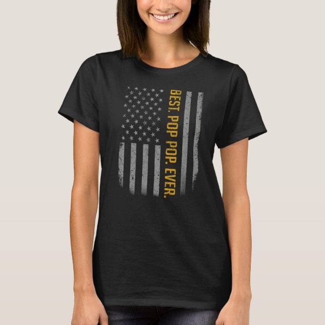 Camiseta Mens Melhor Pop de Pop Nunca Presente De Bandeira  (Frente)