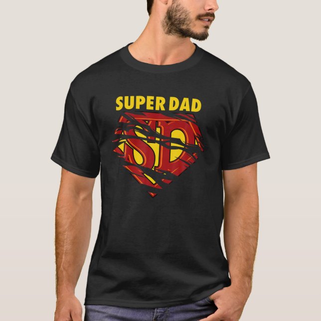 Camiseta Mens Men Super Dad Shield Tee, Lovely Apparel Gift (Frente)
