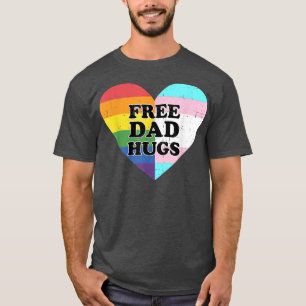 Camiseta Mens Mens Abraços De Pai Livre Com Arco-Íris E Tra