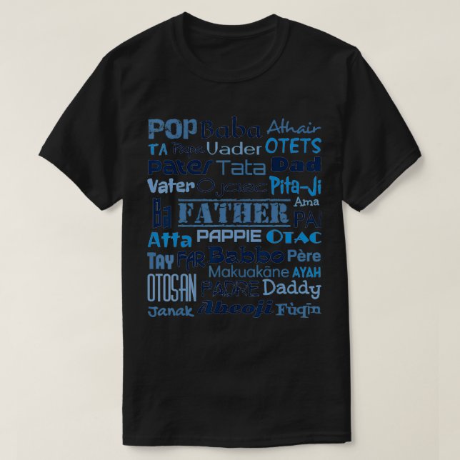 Camiseta Mens Mens Father in Different Languages  (Frente do Design)
