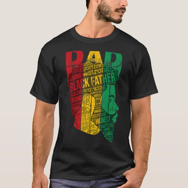 Camiseta Mens Mens Forte Pai Negro Rei Africano-Americano (Frente)