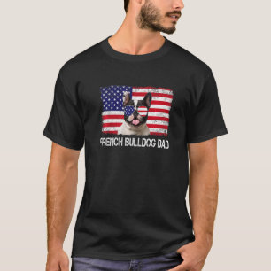 Camiseta Mens Mens French Bulldog Pai U Bandeira 4 De Julho