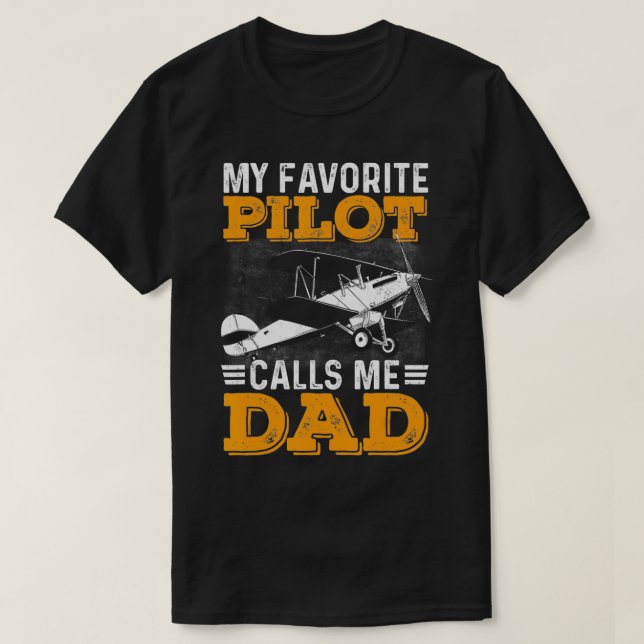 Camiseta Mens Mens Meu Piloto Favorito Me Chama De Pai Engr (Frente do Design)