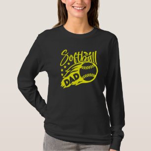 Camiseta Mens Mens Pai Softball Estilizado Bola Flaming