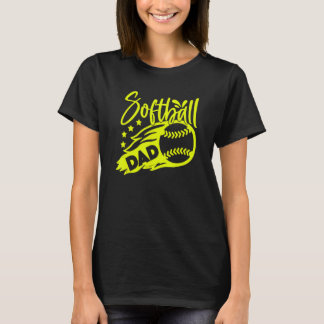 Camiseta Mens Mens Pai Softball Estilizado Bola Flaming