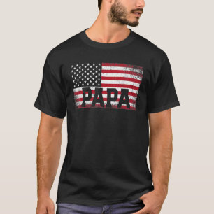 Camiseta Mens Mens Papa American Flag Father's Day 4th Of J