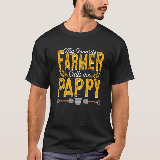Camiseta Mens Meu Agricultor Favorito Me Chama Pappy Farmin (Frente)